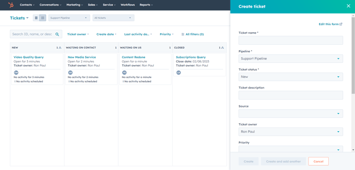 HubSpot-Ticket-Creation