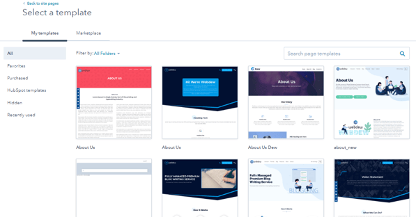 Choose templates from HubSpot Marketplace