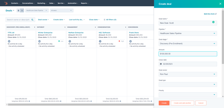 HubSpot-Creating Deals