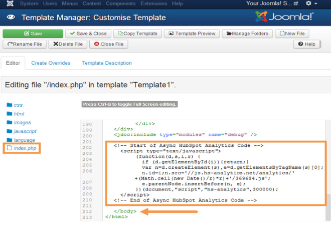 Customize template manager