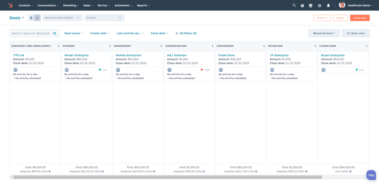 HubSpot-deal-board-view