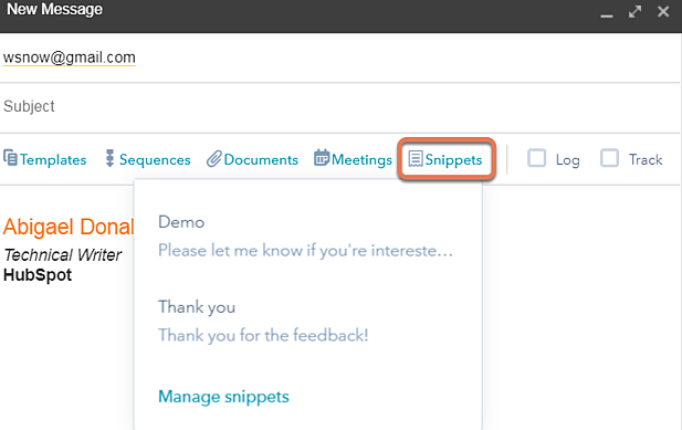 Hubspot Chrome Extensions Snippets