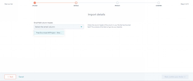 hubspot crm email field column