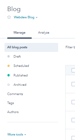 Manage blog in hubspot