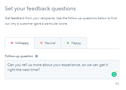 set your feedback questions